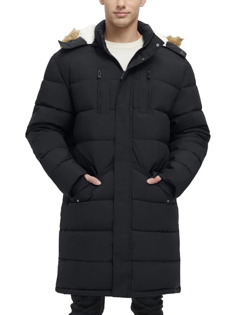 Extra Long Fleece Puffer Jacket for Men | Cozy Winter Outerwear Coat